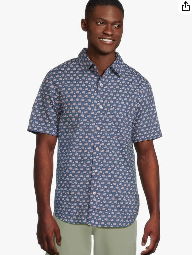 vineyard vines Men's Flags & Stars Madras Short Sleeve Shirt XL