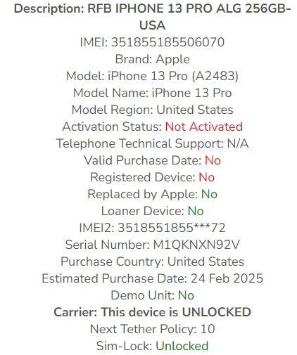 Apple iPhone 13 Pro, 256GB, Alpine Green - Unlocked (Renewed)