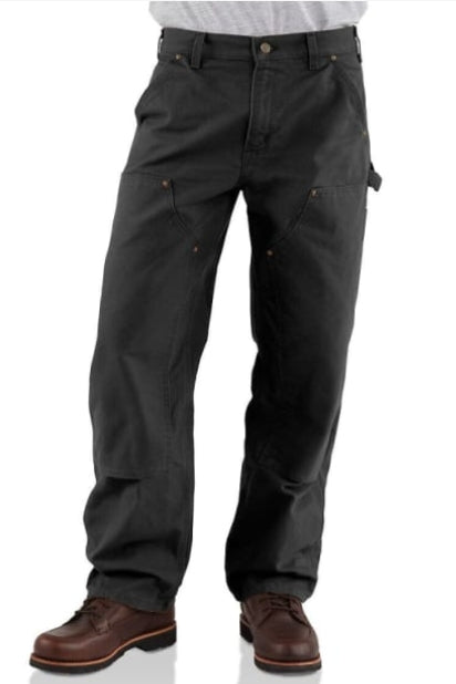 Carhartt Men's Loose Fit Washed Duck Double Front Utility Work Pant - Black 34x30