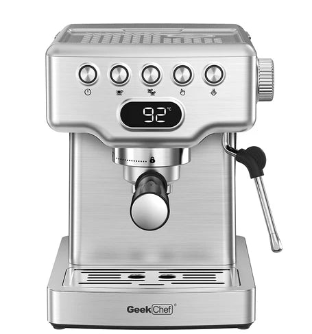 Geek Chef GCF20E Espresso Maker Coffee Machine with Foaming Milk Frother Wand, 1350W 20 Bar Pump Pressure, 1.8L Water Tank, with Safety Valve