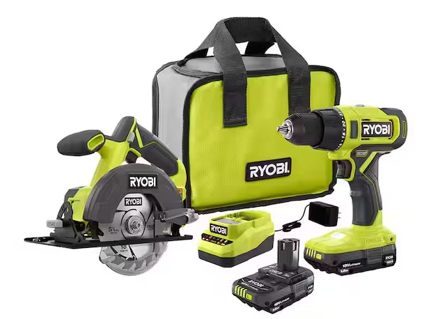 RYOBI ONE+ 18V Cordless 2-Tool Combo Kit with Drill/Driver, Circular Saw, (2) 1.5 Ah Batteries, and Charger