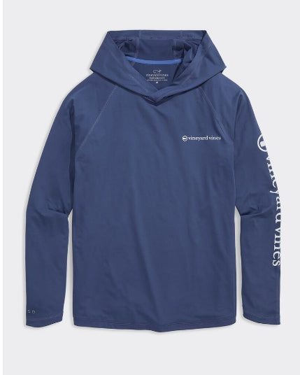 Vineyard Vines Whale Dot Long-Sleeve Harbor Performance Hoodie Tee L