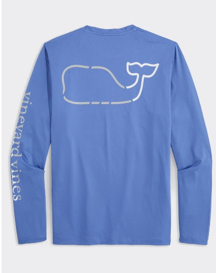 Vineyard Vines On-The-Go Whale Outline Long-Sleeve Harbor Performance Tee L