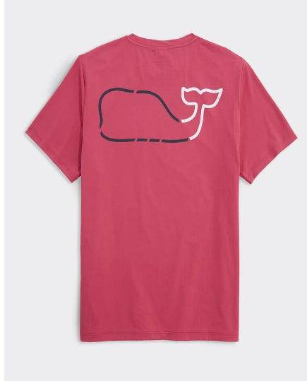 Vineyard Vines On-The-Go Whale Outline Short-Sleeve Harbor Performance Tee L