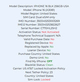 Apple iPhone 16 Black 256GB Carrier Locked: AT&T