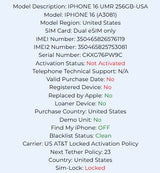 Apple Iphone 16 Ultramarine 256GB Carrier Locked: AT&T