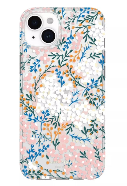 Kate Spade New York Apple iPhone 15 Plus/iPhone 14 Plus Protective Case with MagSafe - Rose & Green Floral with Gems (Open Box)