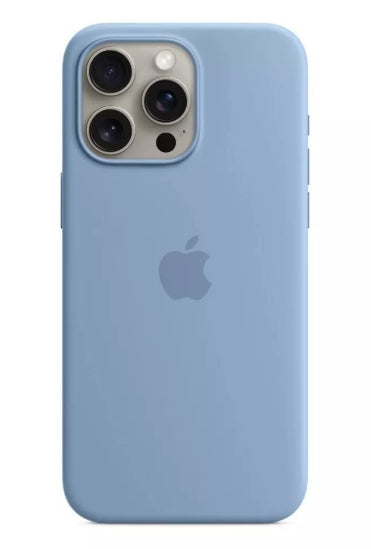 Apple - iPhone 15 Pro Max Silicone Case with MagSafe - Winter Blue (Open Box)