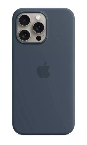 Apple - iPhone 15 Pro Max Silicone Case with MagSafe - Storm Blue (Open Box)