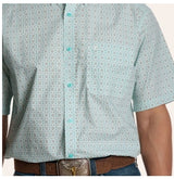 ARIAT Men's Wayne in Blue Turquoise Print SS Shirt - XL