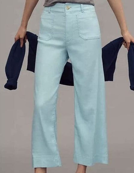 Anthropologie Maeve The Colette Pants High Rise Wide Leg Blue Size 26.