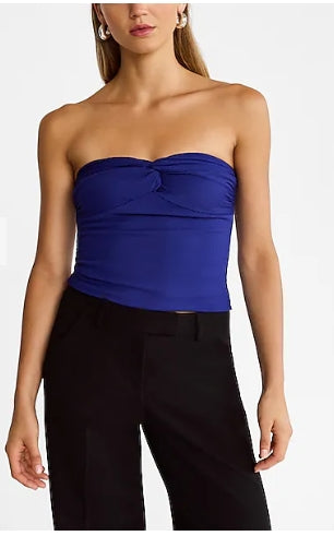 Express Body Contour Seamless Ribbed Twist Cropped Tube Top S