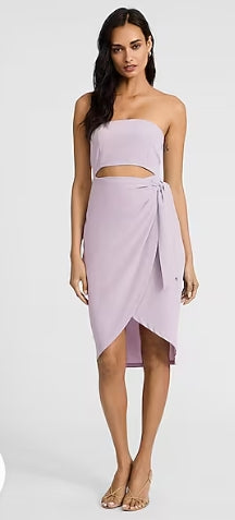 Express Strapless Cutout Tie Wrap Midi Sheath Dress L