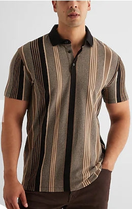 Express Striped Luxe Pique Polo M