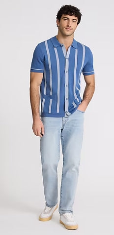 Express Striped Double Pocket Cotton-Blend Sweater Polo M