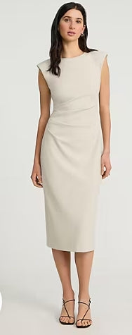 Express Crew Neck Cap Sleeve Ruched Midi Sheath Dress L