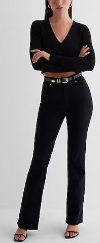 Express Mid Rise Black Bootcut Jeans 8R