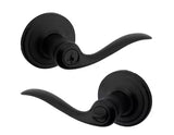 Tustin Matte Black Keyed Entry Door Handle Featuring SmartKey Security with Microban Antimicrobial Technology - Model #740TNL 514 SMT