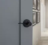 Tustin Matte Black Keyed Entry Door Handle Featuring SmartKey Security with Microban Antimicrobial Technology - Model #740TNL 514 SMT