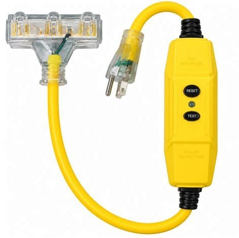 South Wire SHOCK SHIELD 15A INLINE GFCI WITH 12/3 2' CORD WITH LIT TRI-SOURCE END
