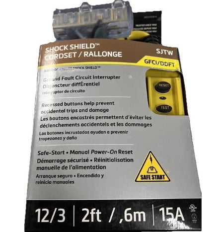 South Wire SHOCK SHIELD 15A INLINE GFCI WITH 12/3 2' CORD WITH LIT TRI-SOURCE END