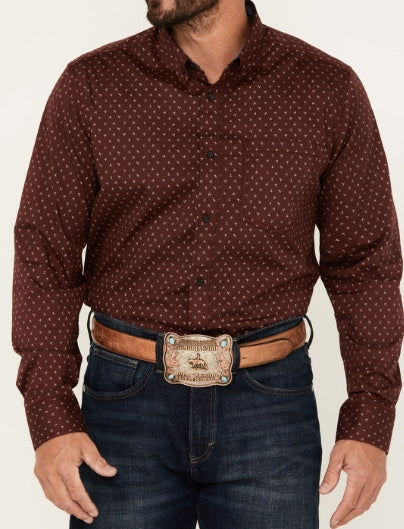 Cody James Men's Williams Mini Floral Print Long Sleeve Button-Down Stretch Western Shirt M