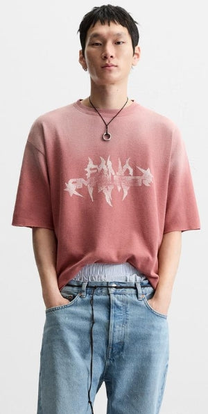 Zara PRINTED KNIT T-SHIRT Size L