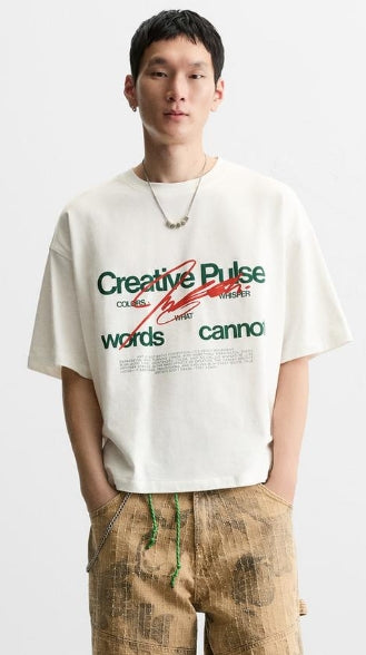 Zara TEXT PRINT T-SHIRT Size L