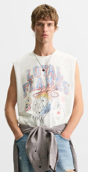 Zara WASHED PRINT T-SHIRT Size L