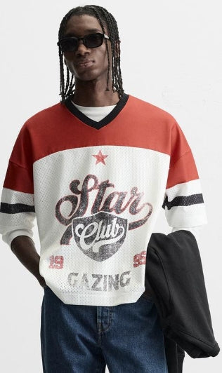 Zara RETRO AMERICAN FOOTBALL T-SHIRT Size L