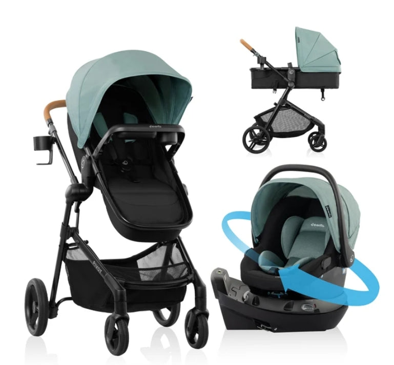 Evenflo Pivot NXT Travel System with Revolve 180 LiteMax Infant Car Seat - Pacific Green