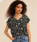 Maurices 24/7 Berkley Floral V Neck Short Sleeve Tee Women's 2X
