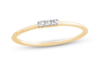 Diamond Three-Stone Stackable Ring 10K Yellow Gold - Unknown Size