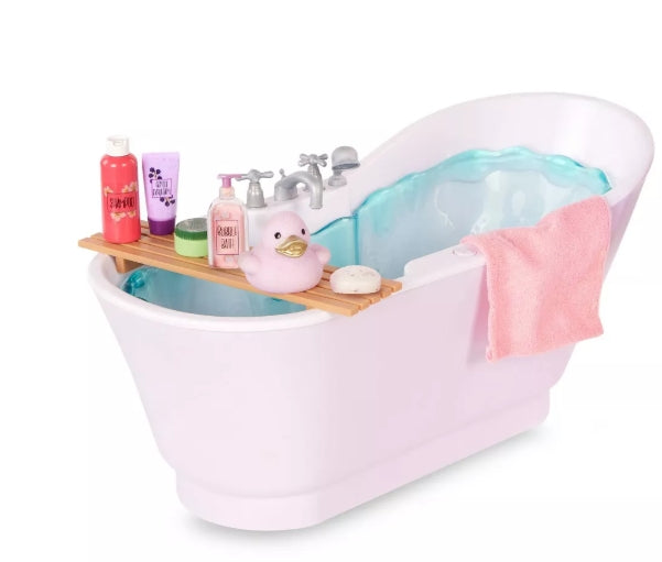 Our Generation Bubbly Bathtime Bathtub with Water Sounds Dollhouse Accessory Set for 18'' Dolls