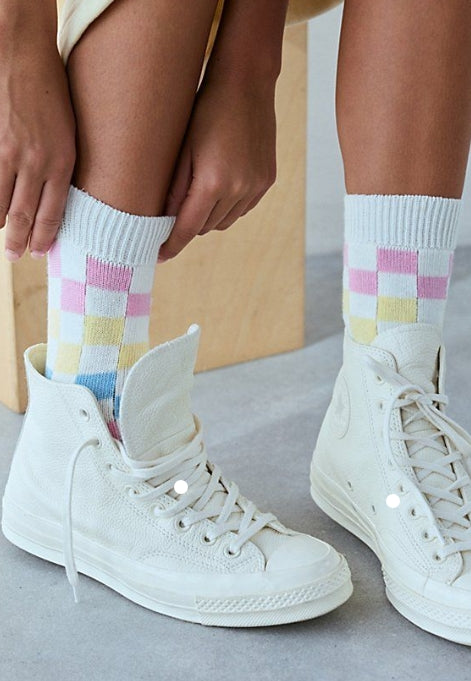 Urban Outfitters Checkerboard Print Crew Socks