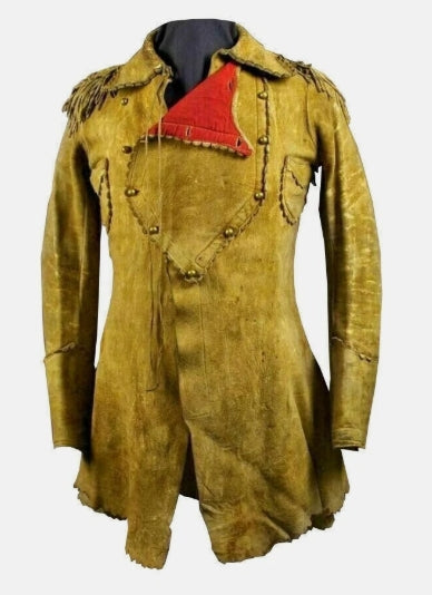 Indian Western Cowboy Native American Buckskin Suede Leather War Shirt for Men - Golden