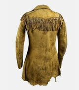 Indian Western Cowboy Native American Buckskin Suede Leather War Shirt for Men - Golden