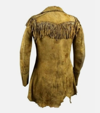 Indian Western Cowboy Native American Buckskin Suede Leather War Shirt for Men - Golden
