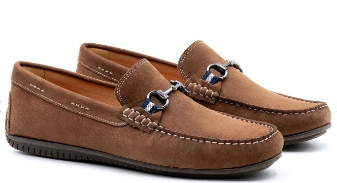 Martin Dingman Bermuda Nubuck Horse Bit Loafers - Bark - Size: Men's 9