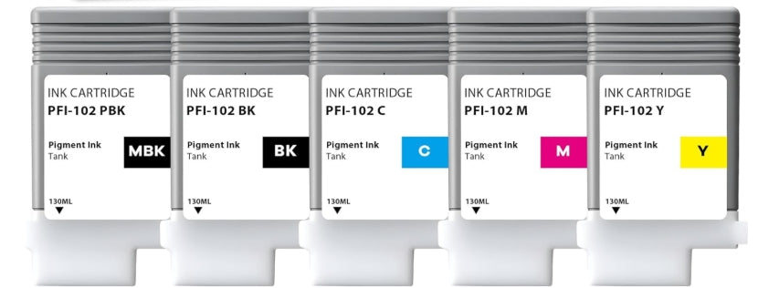 PFI-102 Pigment Ink Tank Set for Canon Printers - 130 ml x (5 pieces)