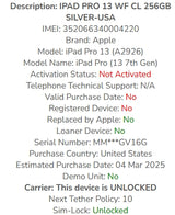 Apple iPad Pro 13-Inch (M4): Built for Apple Intelligence, Ultra Retina XDR Display, 256GB, 12MP Front/Back Camera, LiDAR Scanner, Wi-Fi 6E + 5G Cellular, Face ID, All-Day Battery Life — Silver