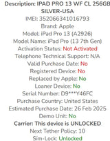 Apple iPad Pro 13-Inch (M4): Built for Apple Intelligence, Ultra Retina XDR Display, 256GB, 12MP Front/Back Camera, LiDAR Scanner, Wi-Fi 6E + 5G Cellular, Face ID, All-Day Battery Life — Silver