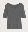 Banana Republic Ribbed Merino Scoop-Neck Sweater - Medium Heather Gray - Size: Medium