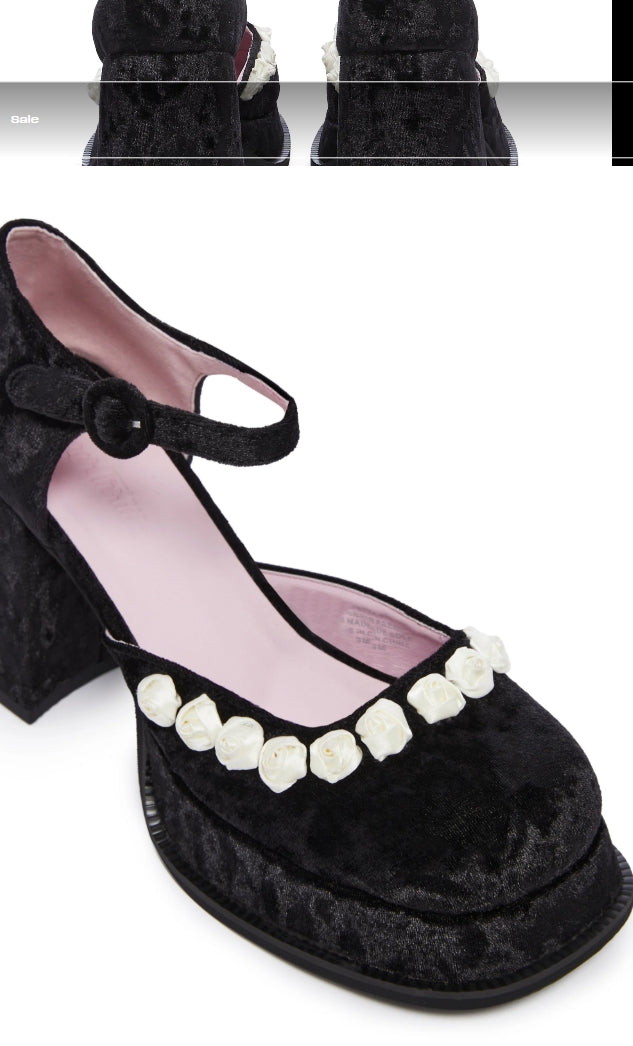Refined Rose Platform Mary Janes by Sugar Thrillz - Black - Size 8M