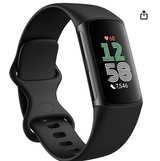Fitbit Charge 6 Fitness Tracker with Google apps, Heart Rate on Exercise Equipment, 6-Months Premium Membership Included, GPS, Health Tools and More, Obsidian/Black, One Size (S & L Bands Included)