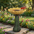 Sunflower Series 24.4 in. H Yellow Fibre-Reinforced Concrete Bird Bath