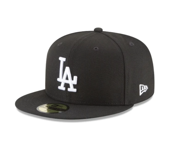 *LA Dodgers Black and White Basic 59FIFTY Fitted, Men's 7 1/4