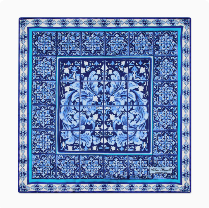 *Silvio Fiorello -Ceramic Art Blue Silk Pocket Square