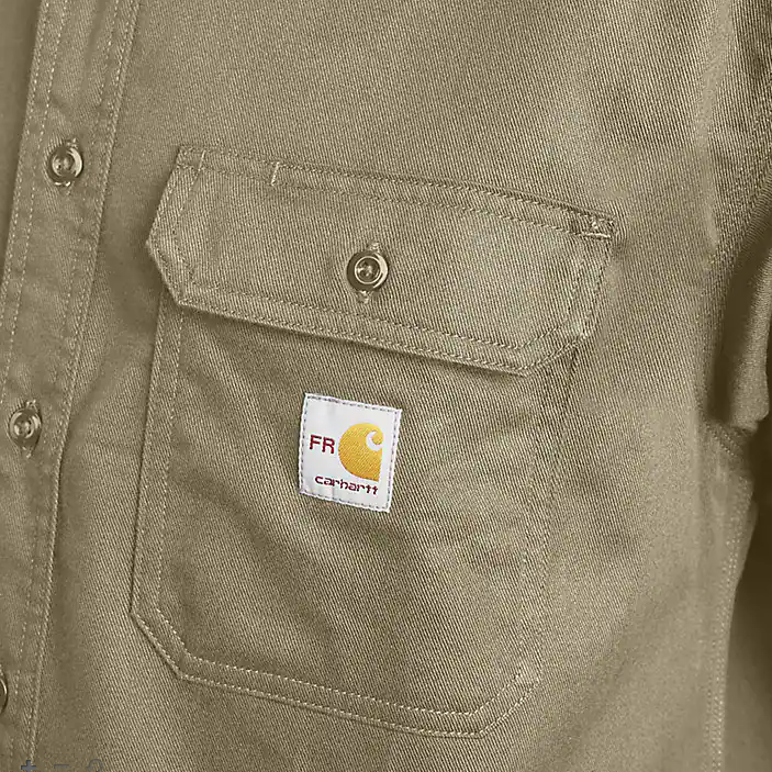 *CARHARTT Mens' FR Twill LS Shirt, Khaki, Medium