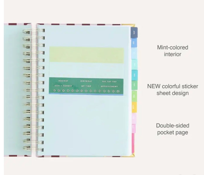 2026-2027 Spiral Daily Simplified Planner - Berry Stripe